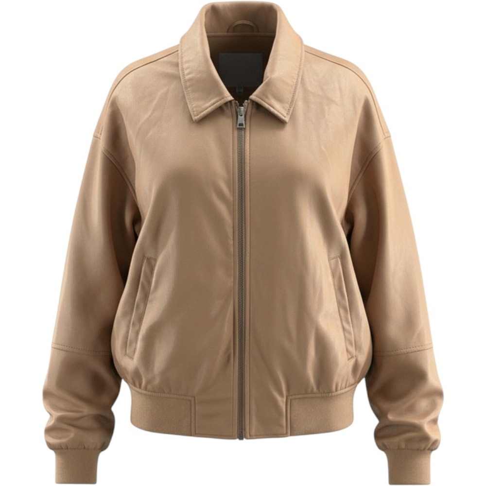 Levi's Womens Faux Leather Bomber Jacket Tan Full Zip Lined VINTAGE XLarge